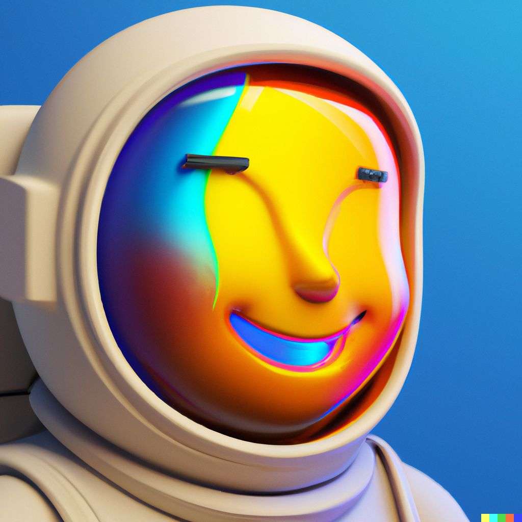 an astronaut, close-up, very cute, emoji, multicolored, Unreal Engine 3D render, trending on ArtStation, realistic materials